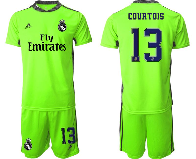 Youth 2020-2021 club Real Madrid fluorescent green goalkeeper #13 Soccer Jerseys->real madrid jersey->Soccer Club Jersey